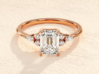 Catherine- 1.50 CT Emerald  Cluster Moissanite Ring