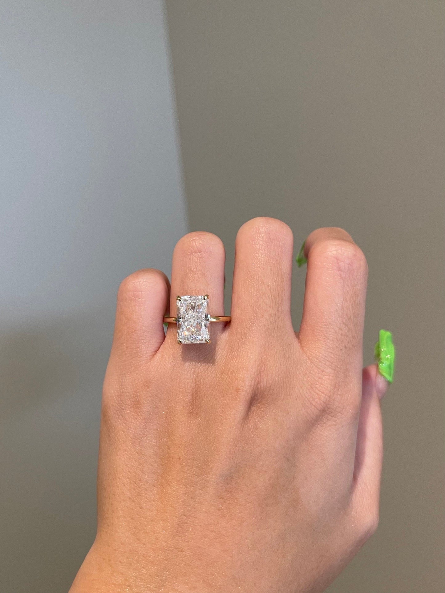 Nicole- 6.0 CT Radiant Hidden Halo Moissanite Ring