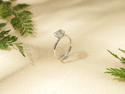 1.0 CT Oval Cut Solitaire Moissanite Engagement Ring