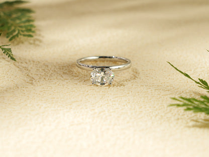 1.0 CT Oval Cut Solitaire Moissanite Engagement Ring