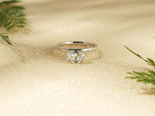 1.0 CT Oval Cut Solitaire Moissanite Engagement Ring
