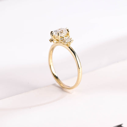 1.5 CT Oval Cut Cluster Moissanite Engagement Ring