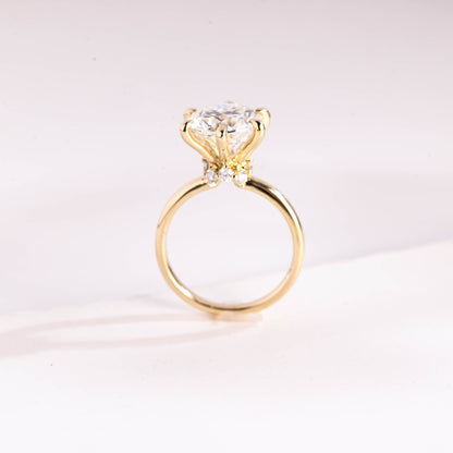 3.0 CT Round Cut Hidden Halo Style Moissanite Engagement Ring