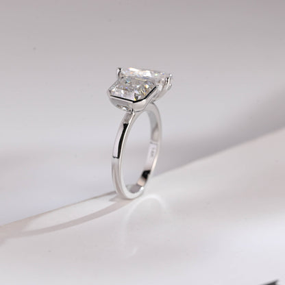 2.0 CT Asscher & Pear Cut Two Stone Moissanite Engagement Ring