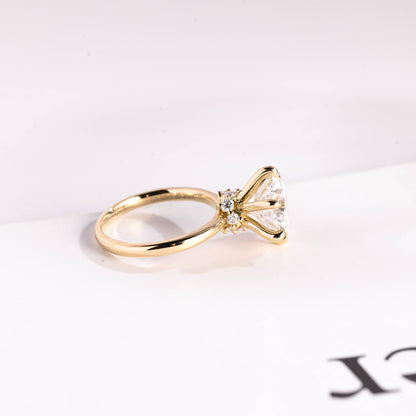 3.0 CT Round Cut Hidden Halo Style Moissanite Engagement Ring