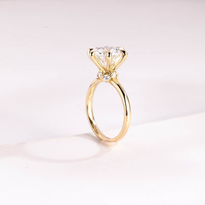3.0 CT Round Cut Hidden Halo Style Moissanite Engagement Ring