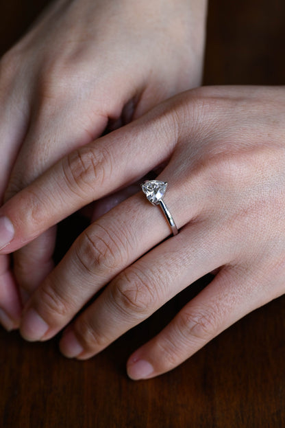 1.0 CT Heart Cut Solitaire Moissanite Engagement Ring