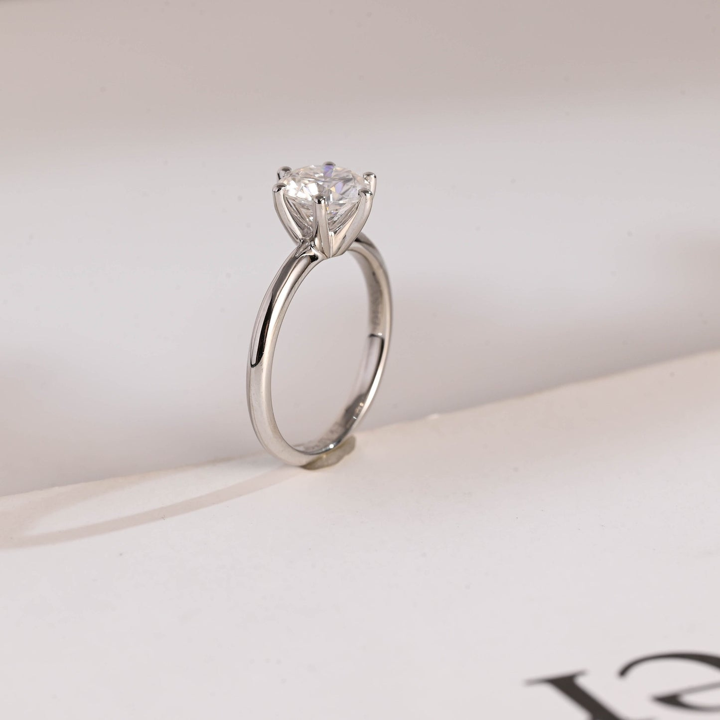 1.5 CT Round Cut Solitaire Moissanite Engagement Ring