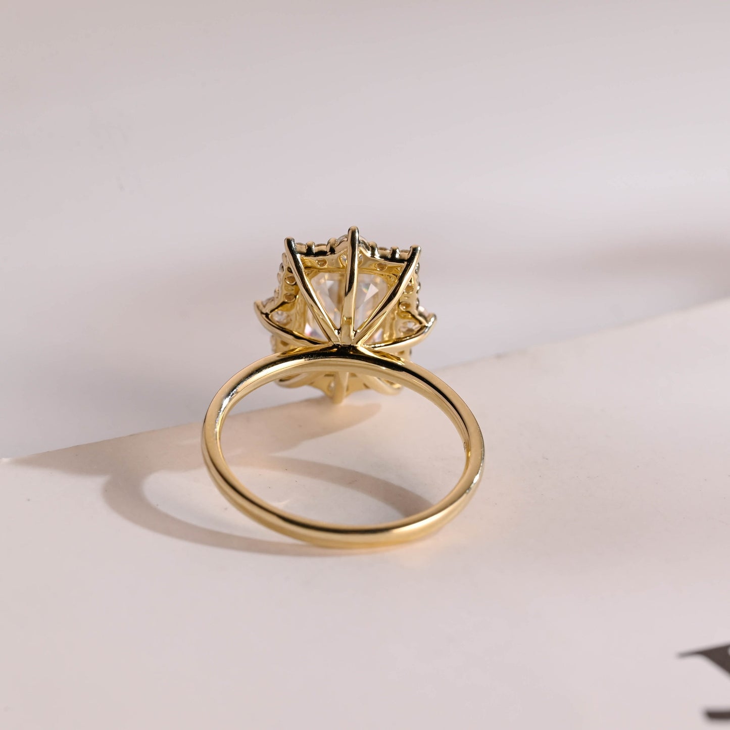 3.5 CT Emerald Cut Halo Style Moissanite Engagement Ring