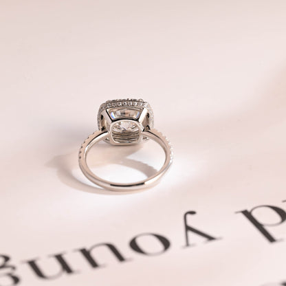 1.0 CT Cushion Cut Halo Moissanite Engagement Ring