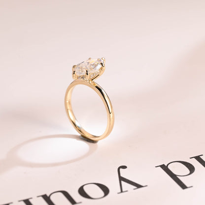 2.5 CT Marquise Cut Hidden Halo Moissanite Engagement Ring