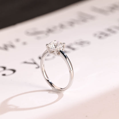 1.0 CT Cushion Cut Solitaire Moissanite Engagement Ring