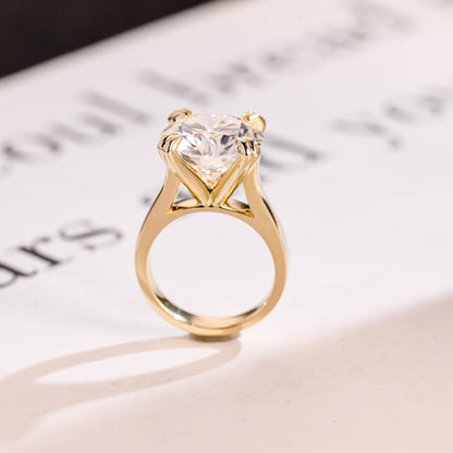 6.0 CT Round Cut Solitaire Moissanite Engagement Ring
