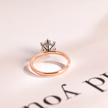 1.0 CT Round Cut Hidden Halo Moissanite Engagement Ring
