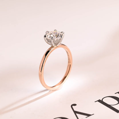 1.0 CT Round Cut Hidden Halo Moissanite Engagement Ring