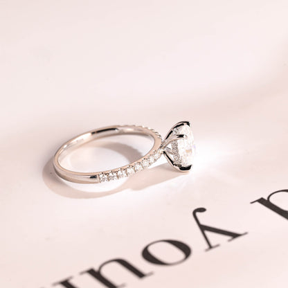 1.22 CT Cushion Cut Hidden Halo Moissanite Engagement Ring