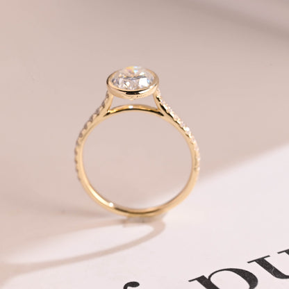 2.0 CT Oval Cut Bezel Moissanite Engagement Ring