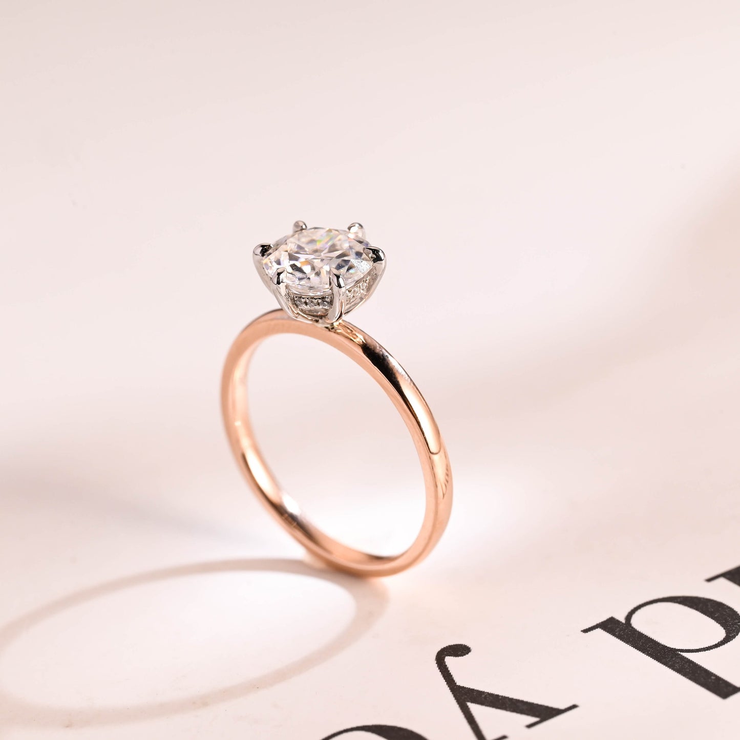 1.0 CT Round Cut Hidden Halo Moissanite Engagement Ring