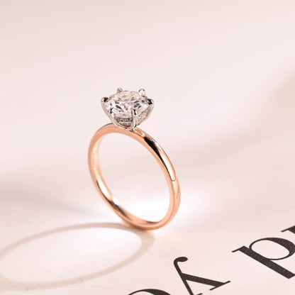 1.0 CT Round Cut Hidden Halo Moissanite Engagement Ring