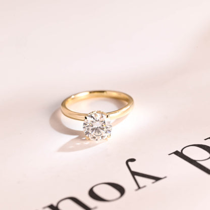 1.2 CT Round Cut Solitaire Moissanite Engagement Ring