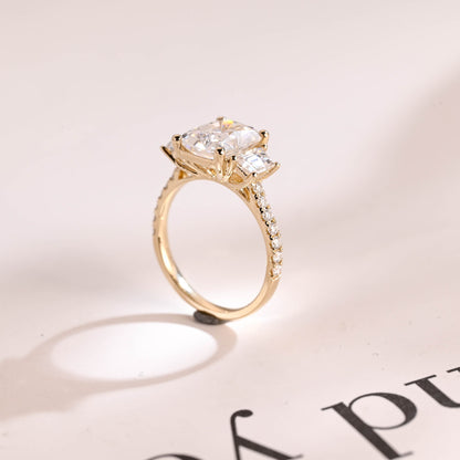 1.0 CT Radiant Cut Three Stone Moissanite Engagement Ring