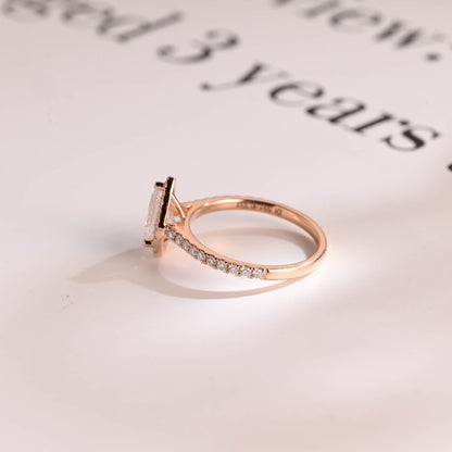 0.80 CT Pear Cut Halo Moissanite Engagement Ring