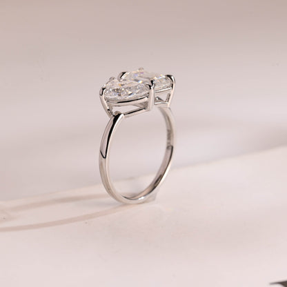 2.0 CT Pear & Emerald Cut Two Stone Moissanite Engagement Ring