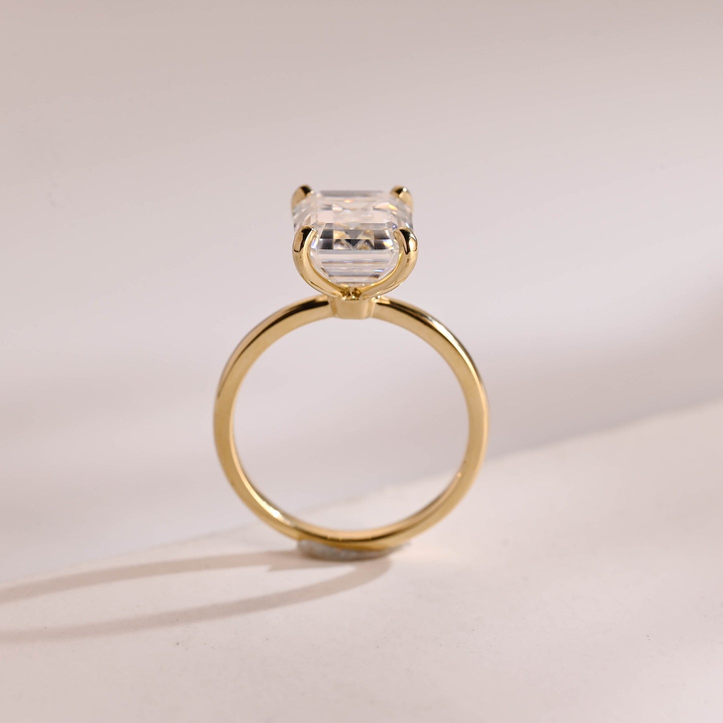1.5 CT Emerald Cut Solitaire Moissanite Engagement Ring