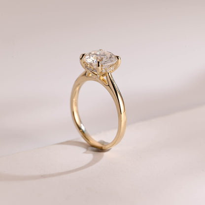 2.5 CT Round Cut Hidden Halo Moissanite Engagement Ring