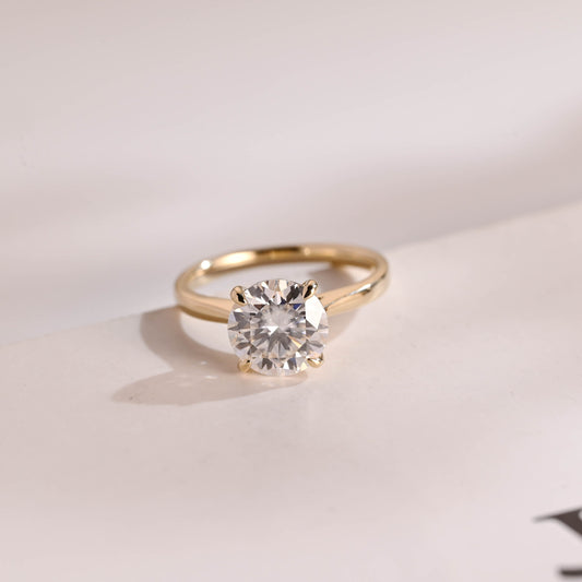 1.0 CT Round Cut Hidden Halo Moissanite Engagement Ring