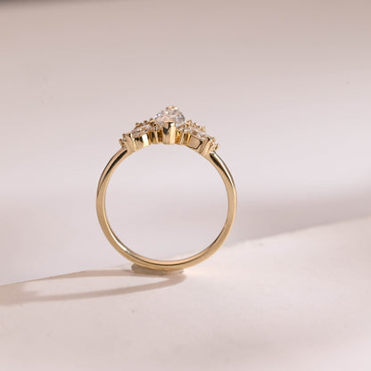 0.5 CT Marquise Cut Cluster Moissanite Engagement Ring
