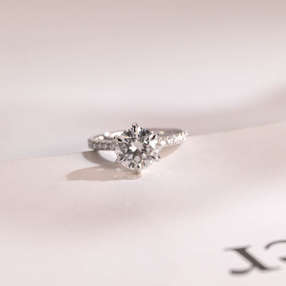 1.0 CT Round Cut Hidden Halo Moissanite Engagement Ring