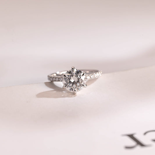 1.0 CT Round Cut Hidden Halo Moissanite Engagement Ring