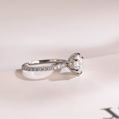 1.0 CT Round Cut Hidden Halo Moissanite Engagement Ring