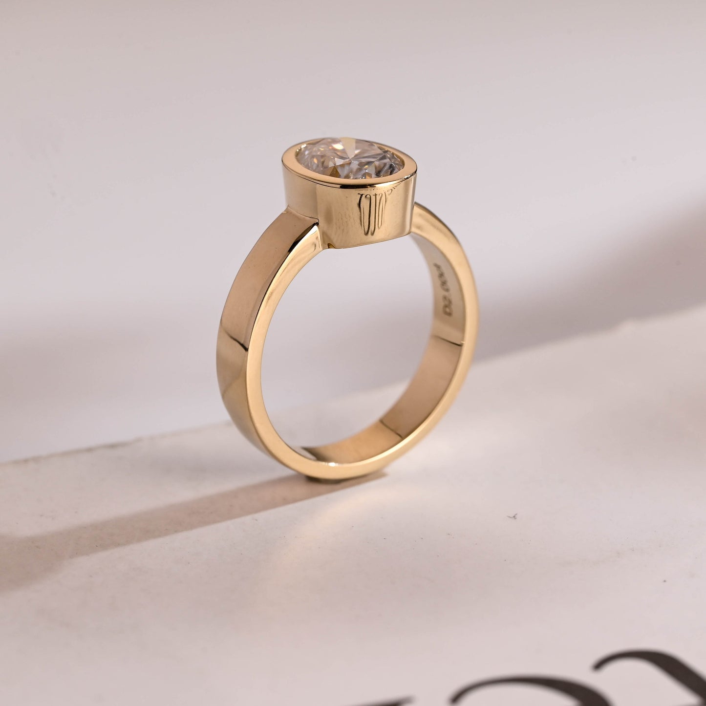 1.0 CT Oval Cut Bezel Moissanite Engagement Ring