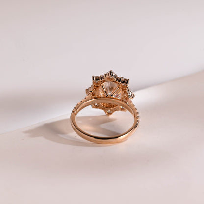 1.0 CT Oval Cut Halo Moissanite Engagement Ring