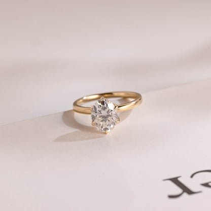 1.0 CT Oval Cut Solitaire Moissanite Engagement Ring