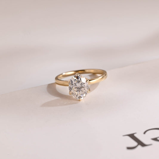 1.0 CT Oval Cut Solitaire Moissanite Engagement Ring