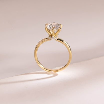 1.0 CT Round Cut Hidden Halo Moissanite Engagement Ring