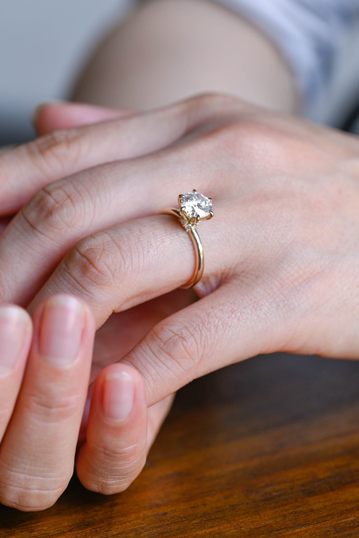 1.0 CT Round Cut Hidden Halo Moissanite Engagement Ring