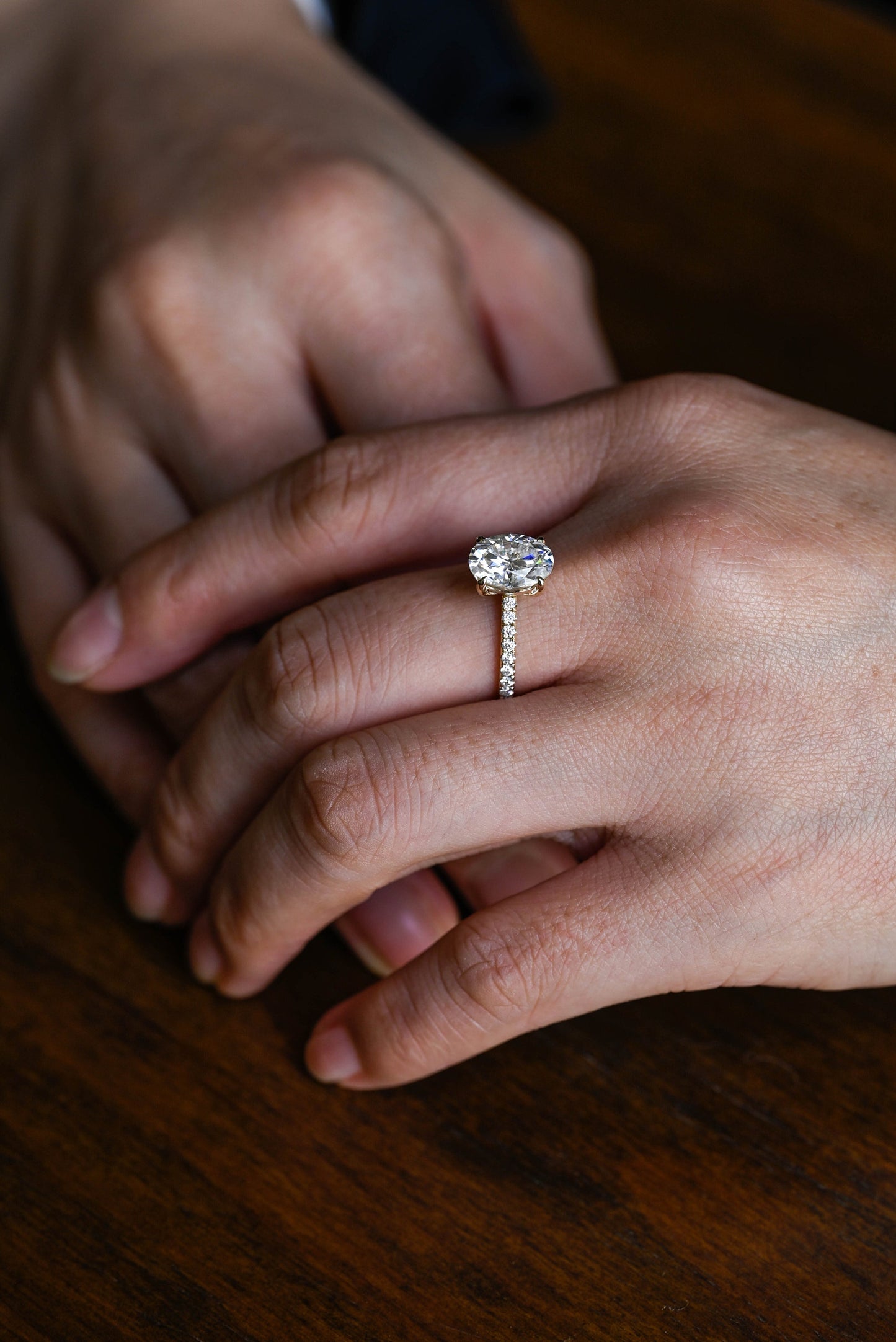 2.5 CT Oval Cut Pave Moissanite Engagement Ring