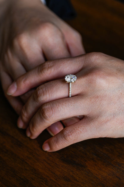 2.5 CT Oval Cut Pave Moissanite Engagement Ring