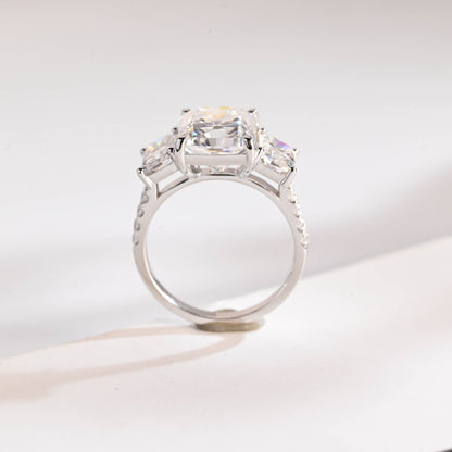 1.0 CT Radiant Cut Three Stone Moissanite Engagement Ring