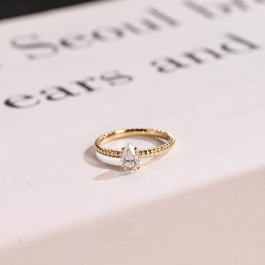0.50 CT Pear Cut Solitaire Moissanite Engagement Ring