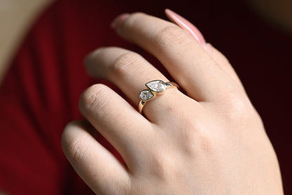 1.0 CT Pear Cut Two Stone Moissanite Engagement Ring