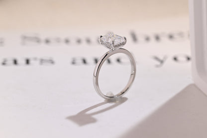 1.0 CT Radiant Cut Hidden Halo Moissanite Engagement Ring