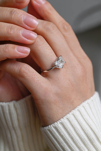 2.0 CT Pear & Emerald Cut Two Stone Moissanite Engagement Ring