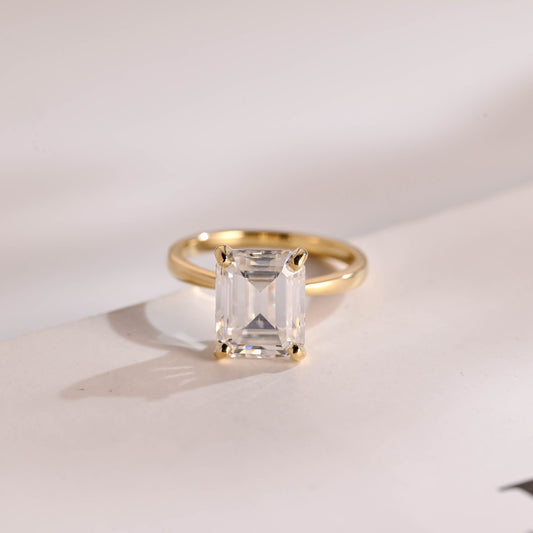 1.0 CT Emerald Cut Solitaire Moissanite Engagement Ring