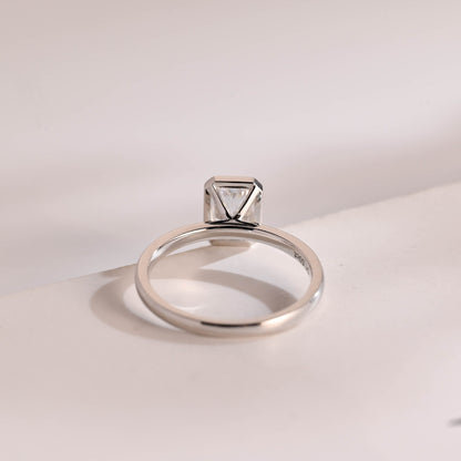 0.80 CT Radiant Cut Bezel Moissanite Engagement Ring