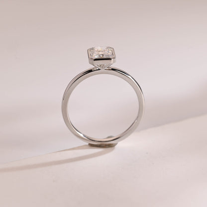 0.80 CT Radiant Cut Bezel Moissanite Engagement Ring